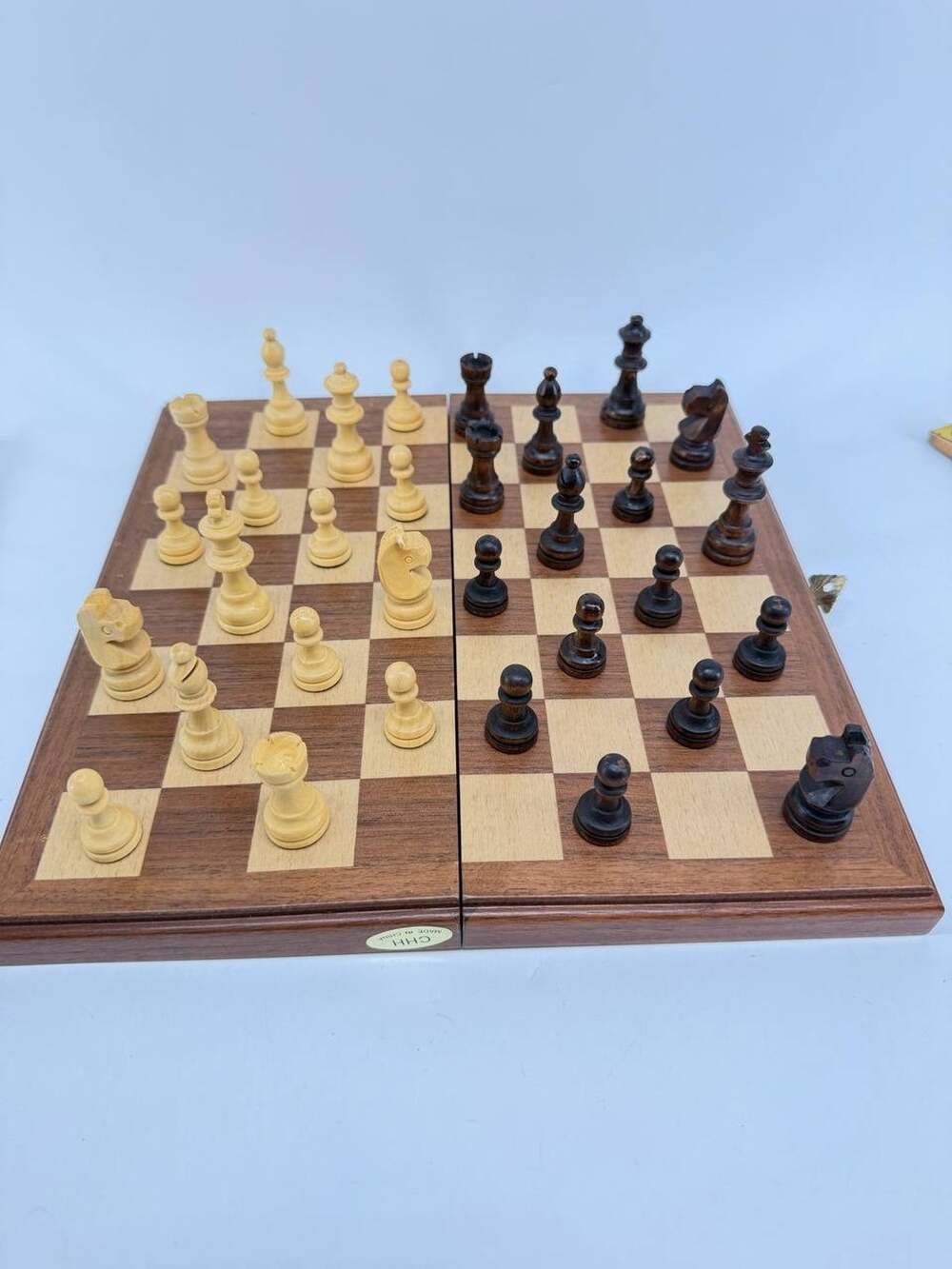 CHH Magnetic Wooden Chess Set Folding Board Brown Classic Game With Instructions